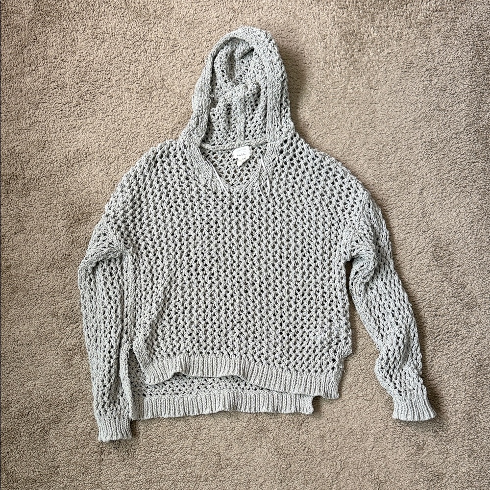 Nicole Miller Light Green Knit Hooded Sweater Size Medium